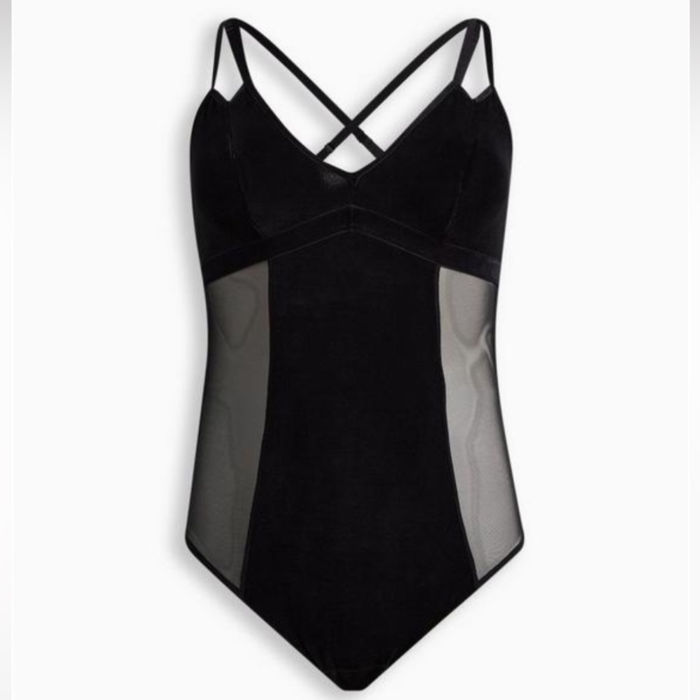 Velour and mesh bodysuit